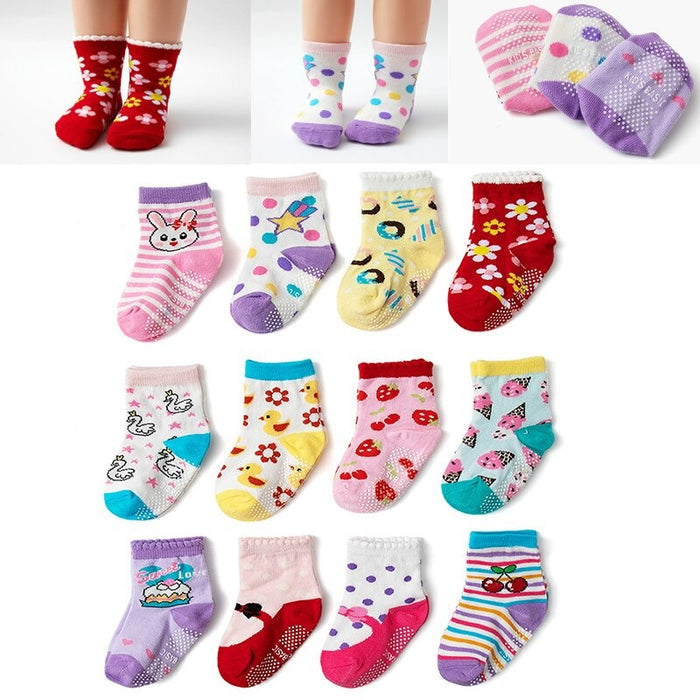 12 Pairs Non-Slip Autumn Winter Baby Socks Set