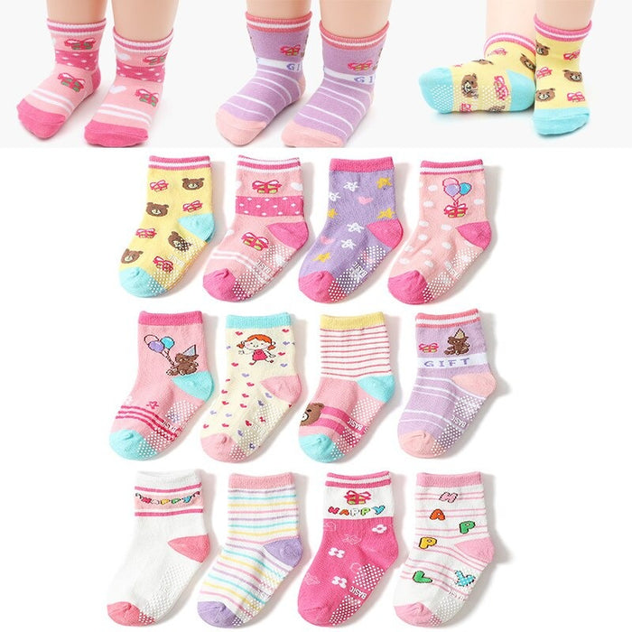 12 Pairs Non-Slip Autumn Winter Baby Socks Set