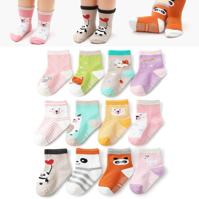 12 Pairs Non-Slip Autumn Winter Baby Socks Set