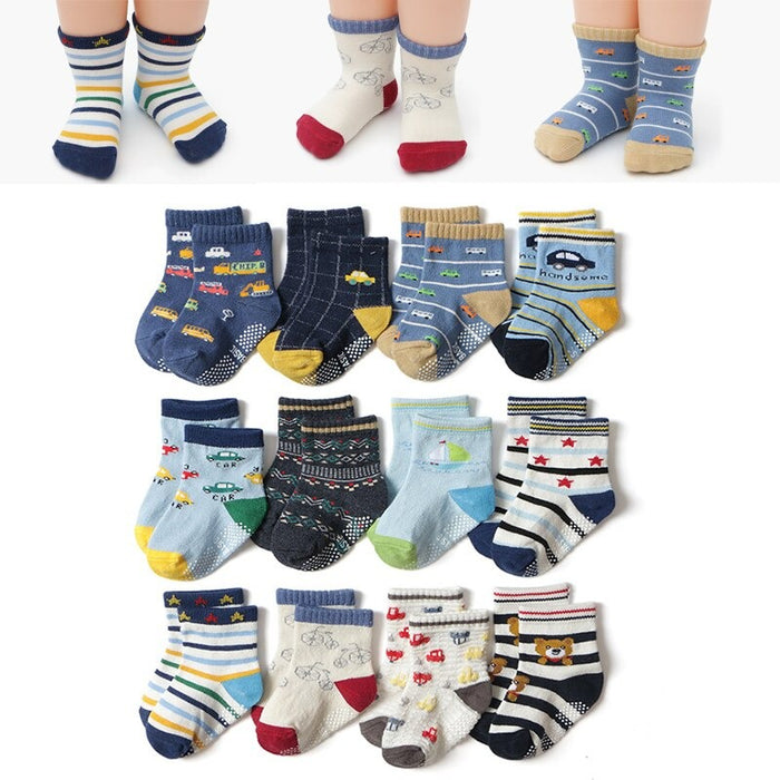 12 Pairs Non-Slip Autumn Winter Baby Socks Set