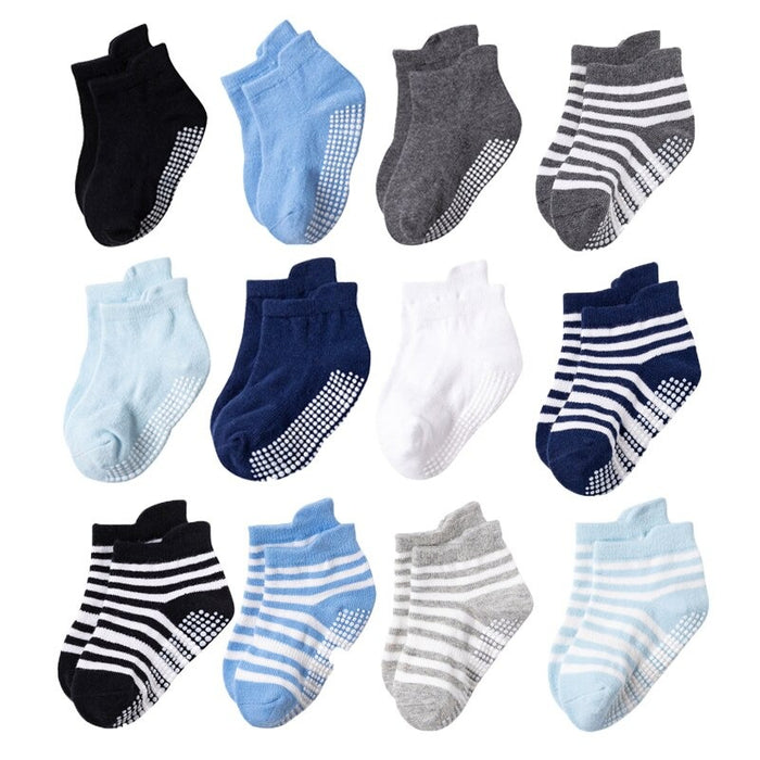 12 Pairs Non-Slip Autumn Winter Baby Socks Set