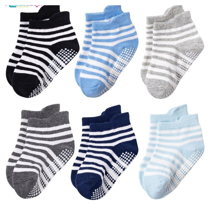 6 Pairs Of Anti-Slip Cotton Kids Socks