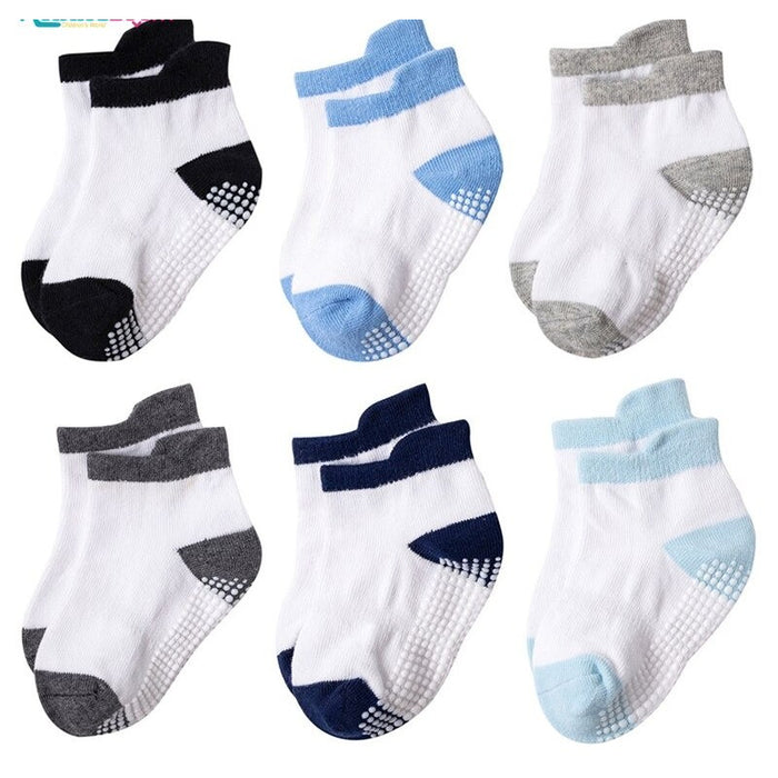 6 Pairs Of Anti-Slip Cotton Kids Socks