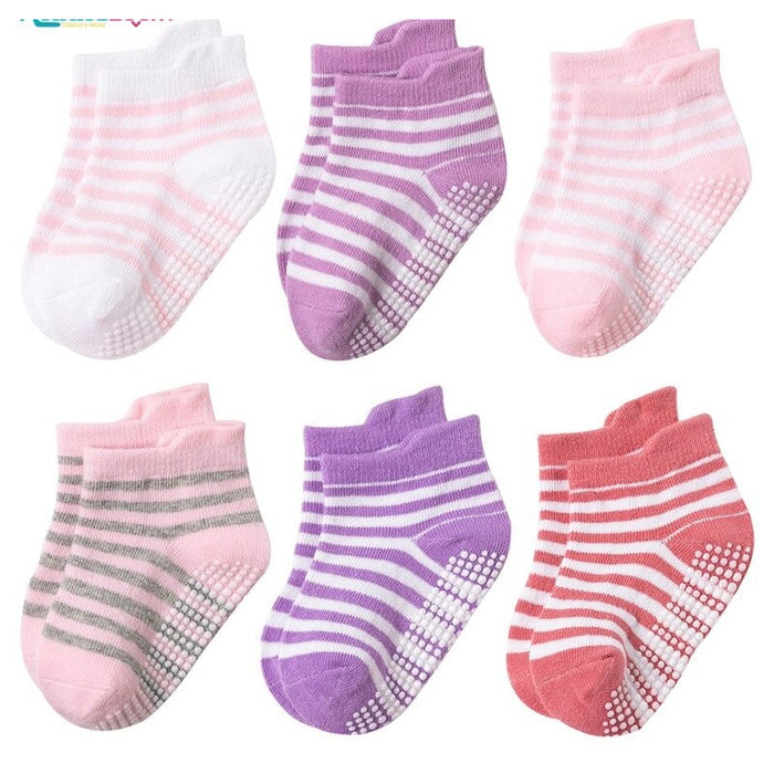 6 Pairs Of Anti-Slip Cotton Kids Socks