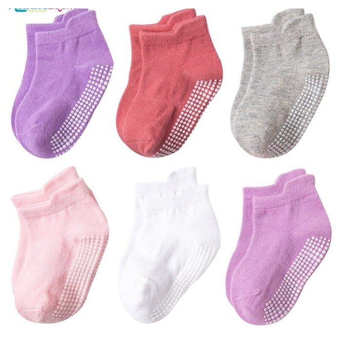 6 Pairs Of Anti-Slip Cotton Kids Socks