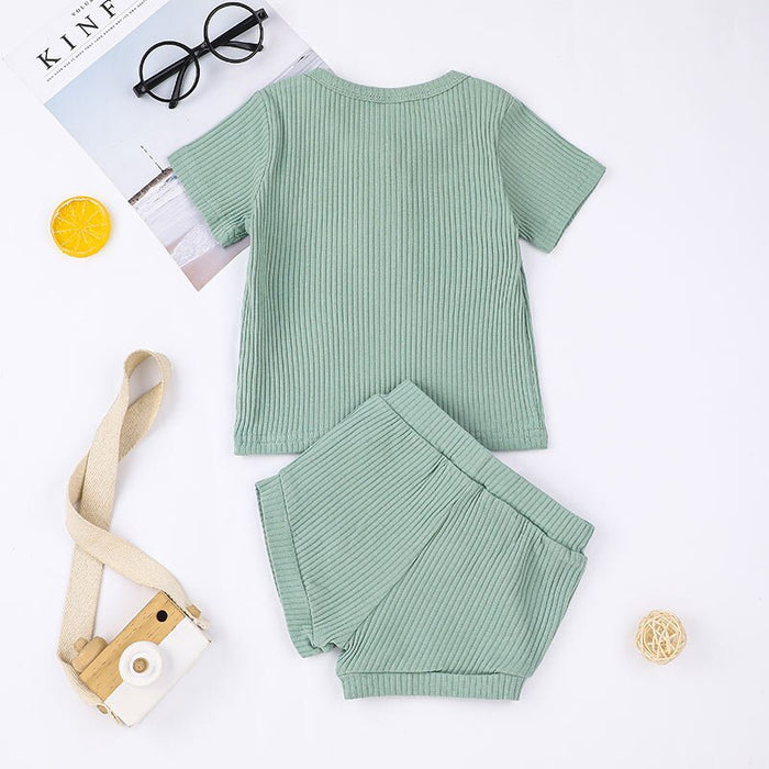 Casual Solid Color T-Shirt And Pants For Toddler