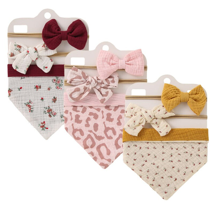 3 Set Of Baby Bibs With Headband