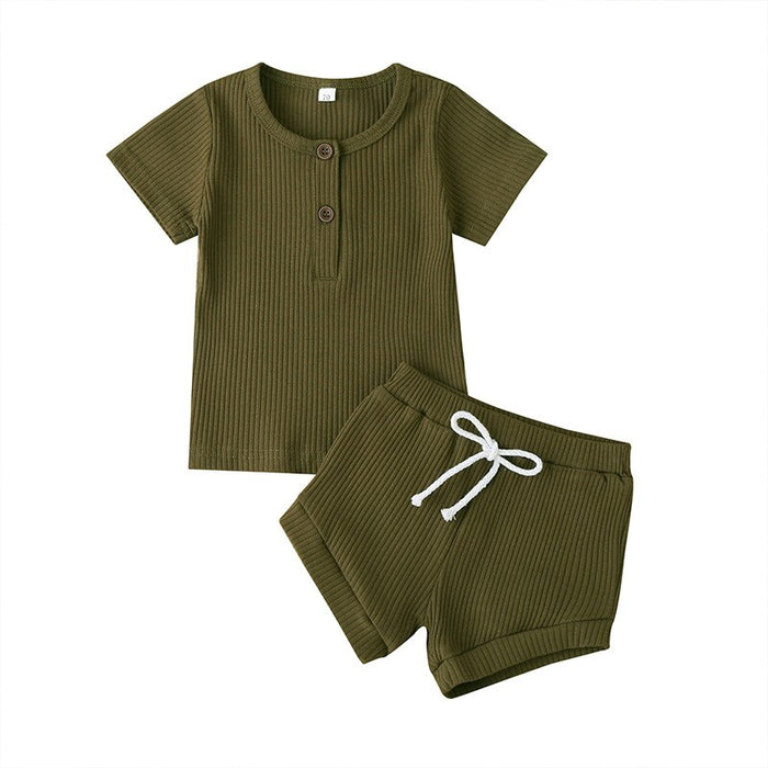 Casual Solid Color T-Shirt And Pants For Toddler