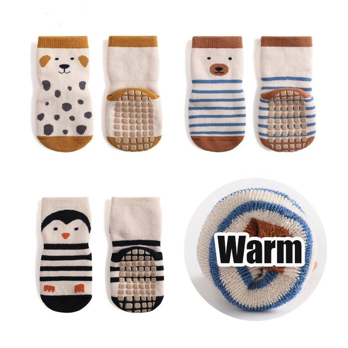 3-Pairs Non-Slip Warm Cotton Socks For Kids