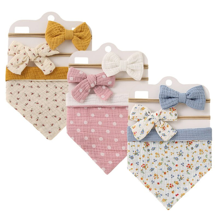 3 Set Of Baby Bibs With Headband