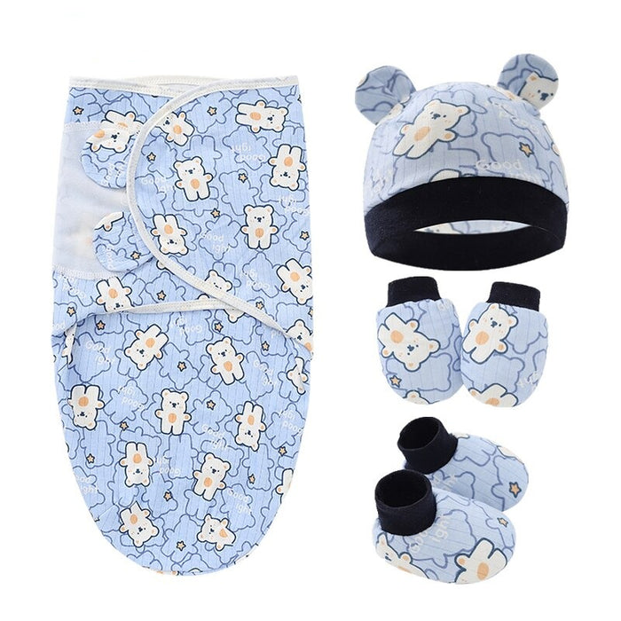 4Pcs Newborn Baby Blanket Clothes Set