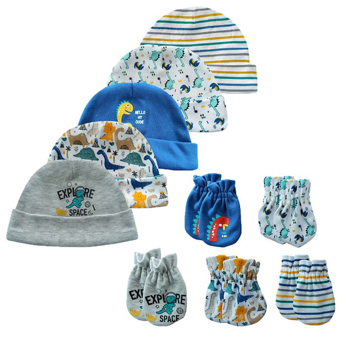 5 Sets Of 0-6 Month Newborn Hat And Gloves