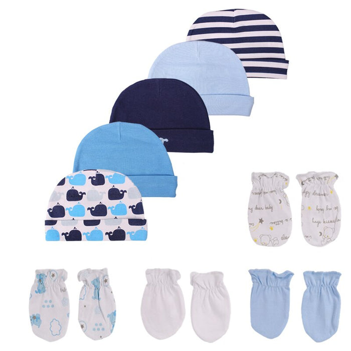 5 Sets Of 0-6 Month Newborn Hat And Gloves