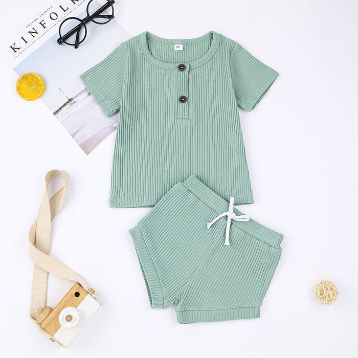 Casual Solid Color T-Shirt And Pants For Toddler