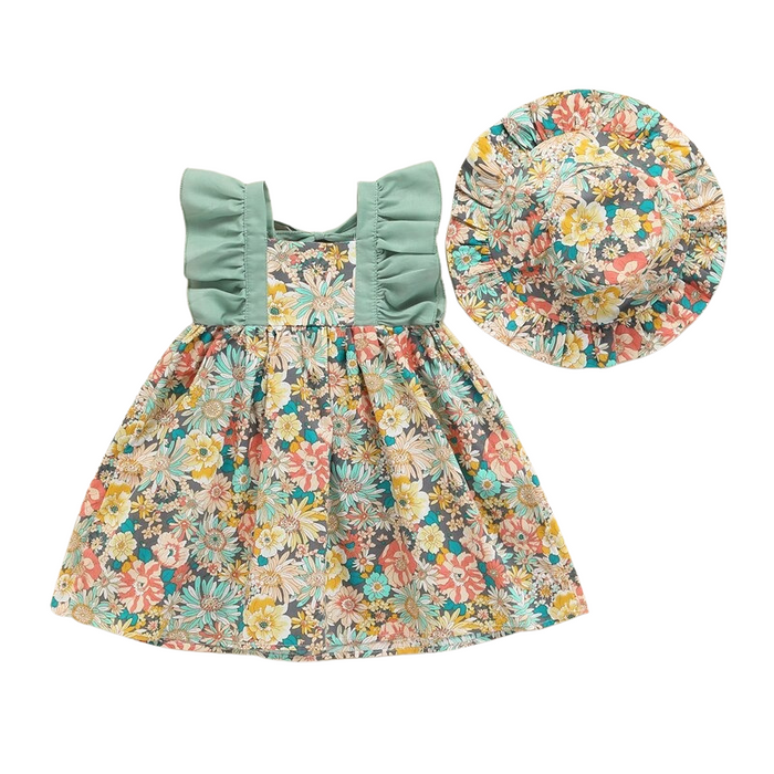 The Ruffled Shoulders Floral Dress