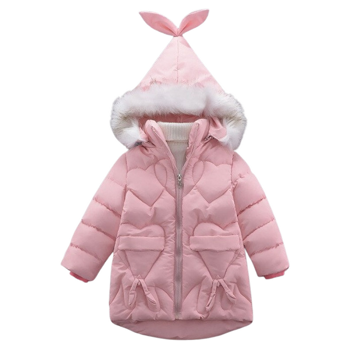 Girl Winter Thick Warm Pink Hooded Jacket