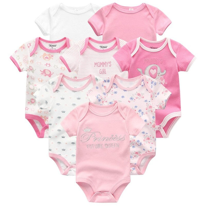 8Pcs Short Sleeve Infant Romper Set