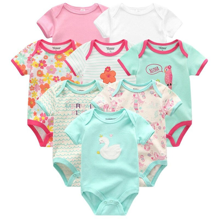 8Pcs Short Sleeve Infant Romper Set