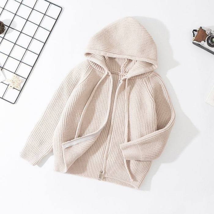 Kids Winter Solid Sweater Hooded Coat