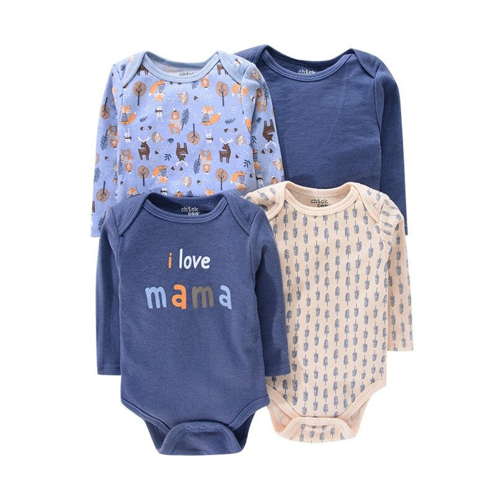 4Pc Newborn Baby Long Sleeve Jumpsuits