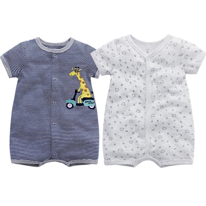 2Pcs Newborn Short Sleeve Romper Unisex Jumpsuit