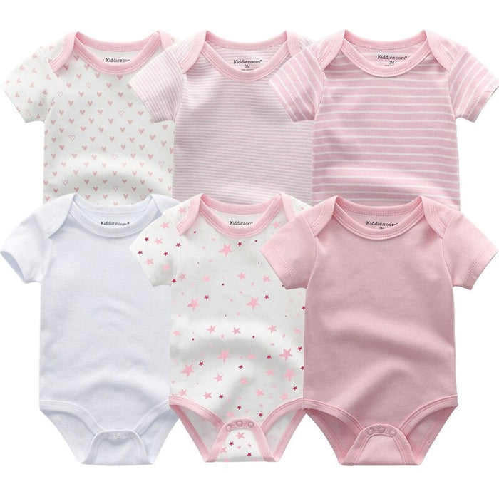 6Pcs Short Sleeve Newborn Unisex Baby Rompers