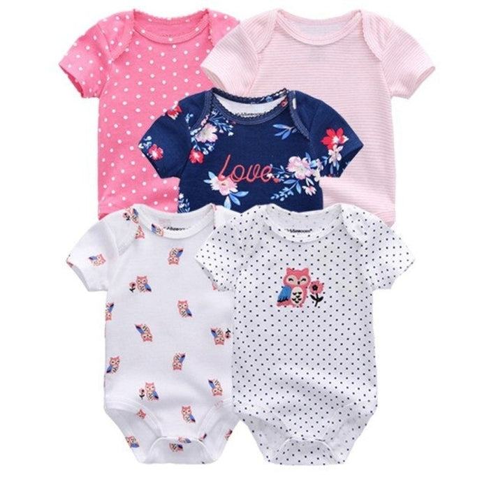 5Pcs Multicolor Unicorn Girls Bodysuit Sets