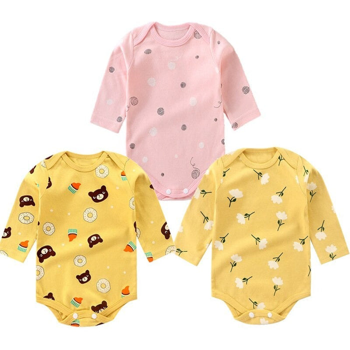 3Pcs Newborn Baby Long Sleeve Jumpsuit Set