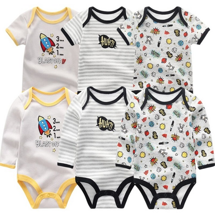 6Pcs Newborn Baby Rompers Jumpsuit Set