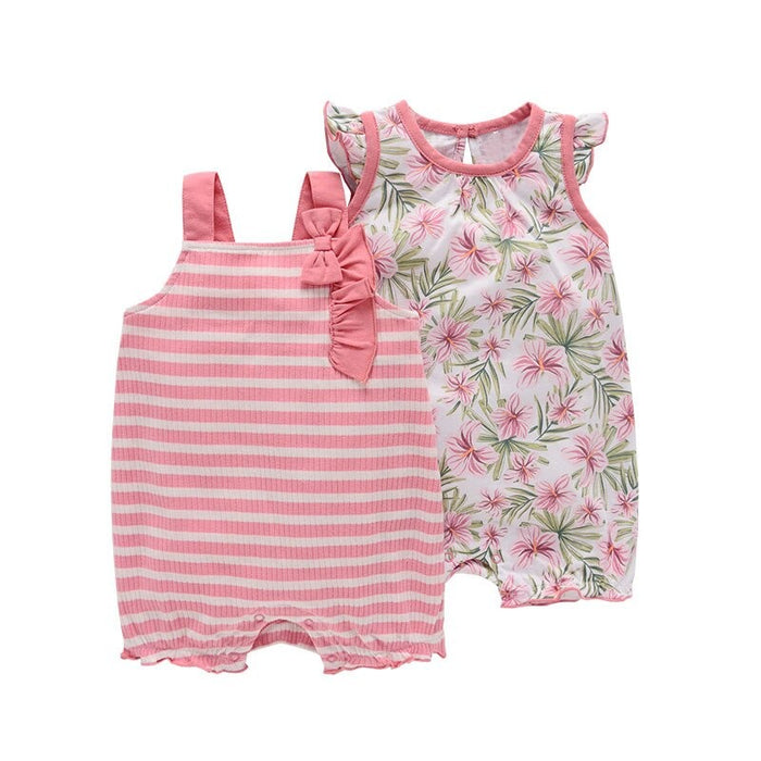 2Pcs Short Sleeve Newborn Romper Set