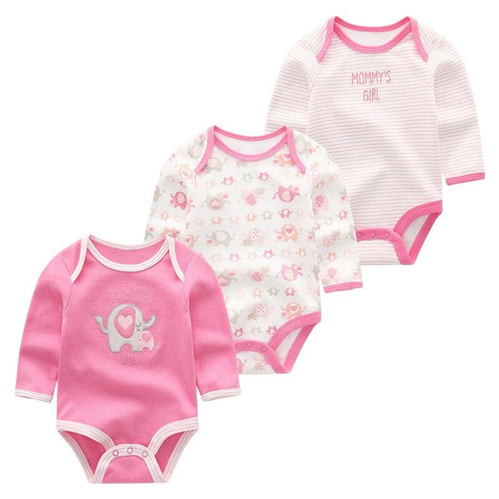 3Pcs Cotton Bodysuit Baby Rompers Set