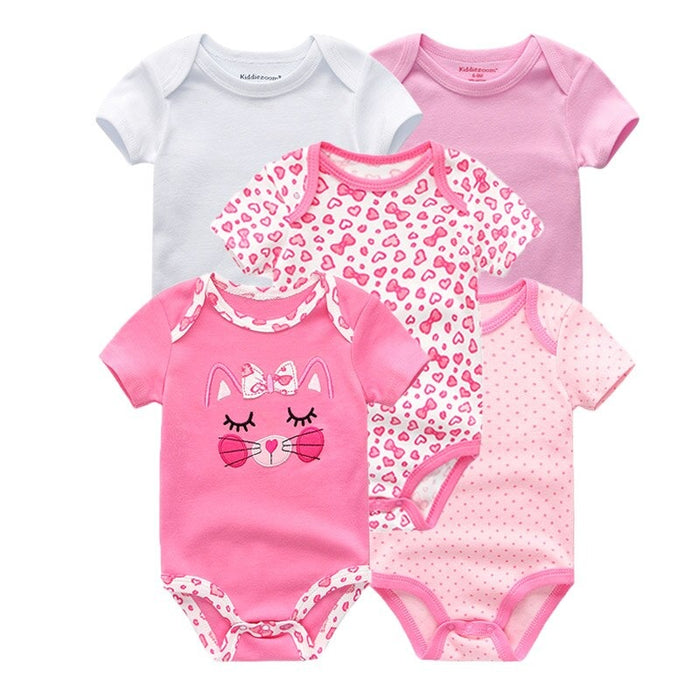 5Pcs Multicolor Unicorn Girls Bodysuit Sets