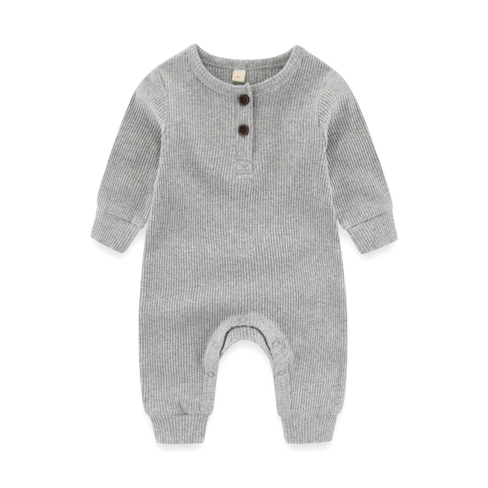 Solid Long Sleeves Cotton Bodysuit For Infants