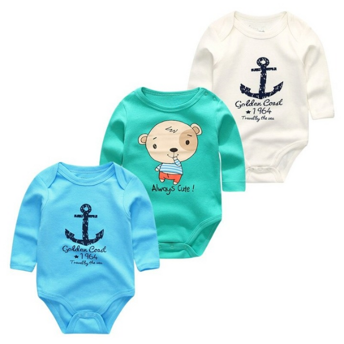 3Pcs Cotton Bodysuit Baby Rompers Set