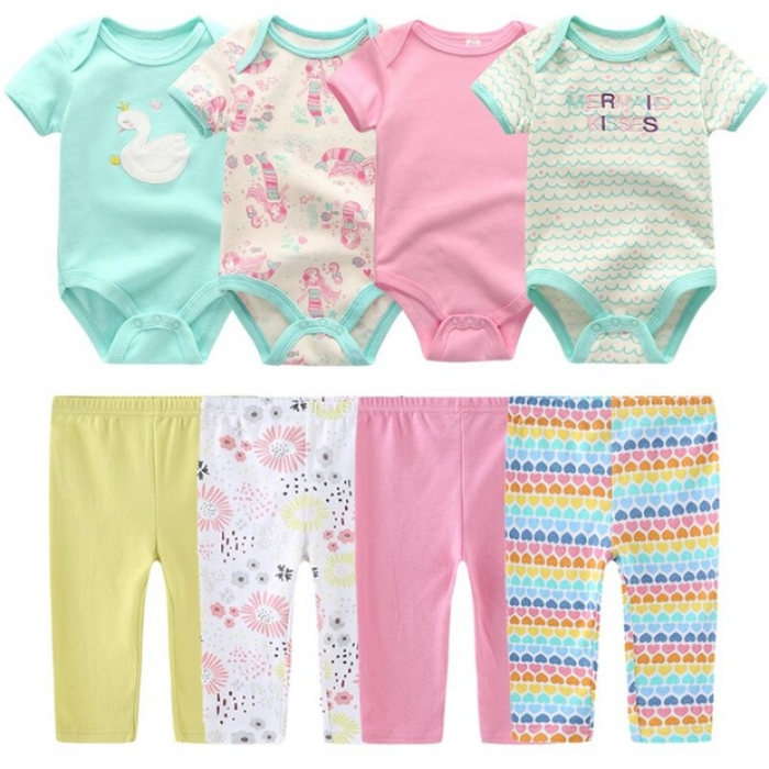 4Pcs Infant Jumpsuits And Pants Sets