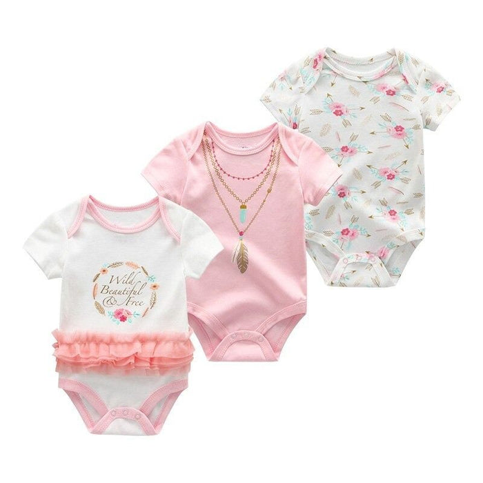 3 Pieces Cotton Romper Baby Bodysuit Set