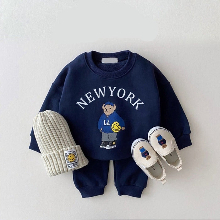 Letter Bear Girls Long Sleeve Clothes Sets