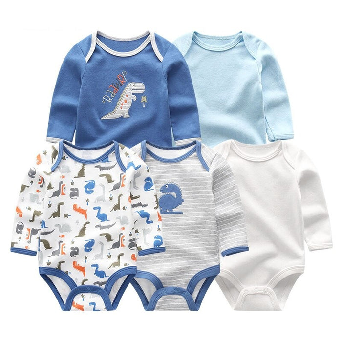 5 Pcs Cotton Toddler Bodysuits Set