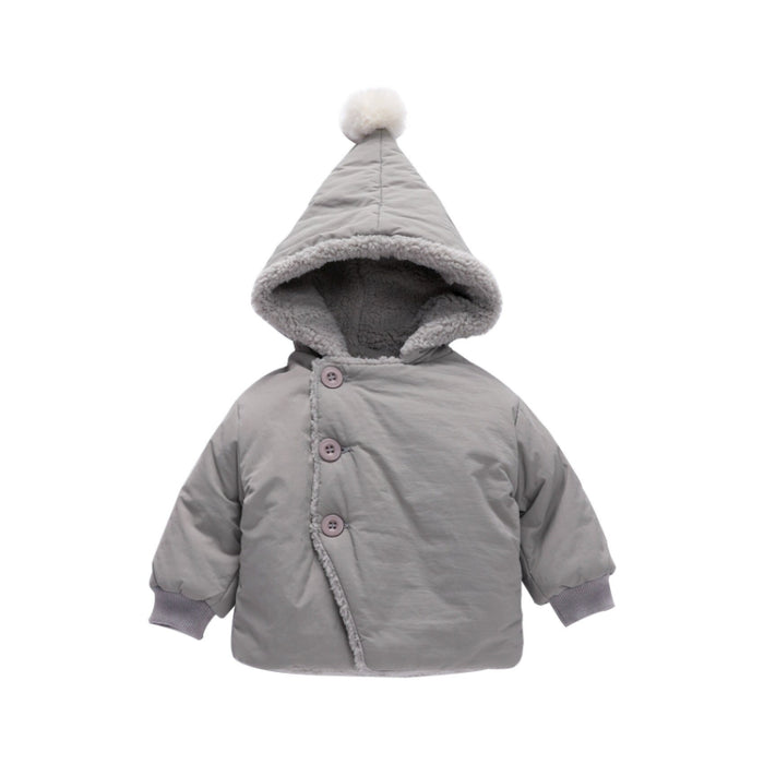 Winter Hooded Coat With Round Ball