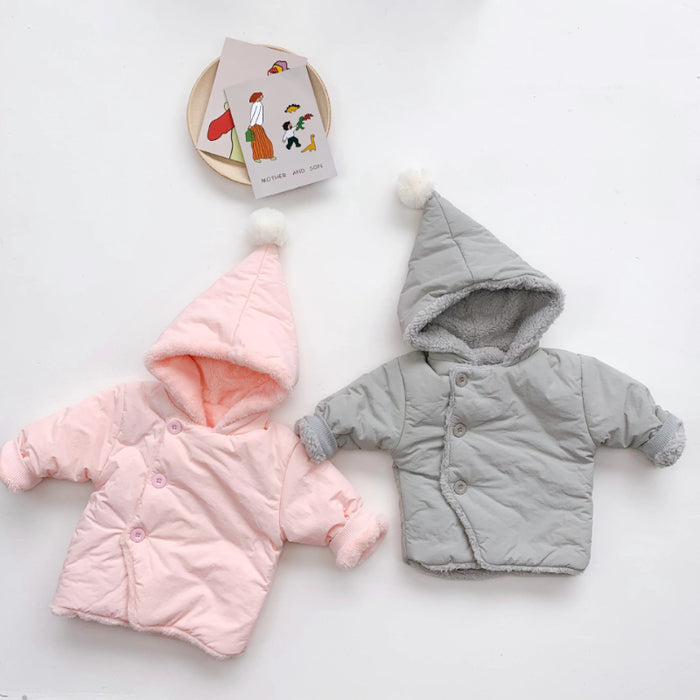 Winter Hooded Coat With Round Ball