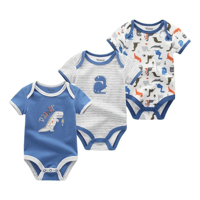 3 Pcs Printed Babies Romper Set