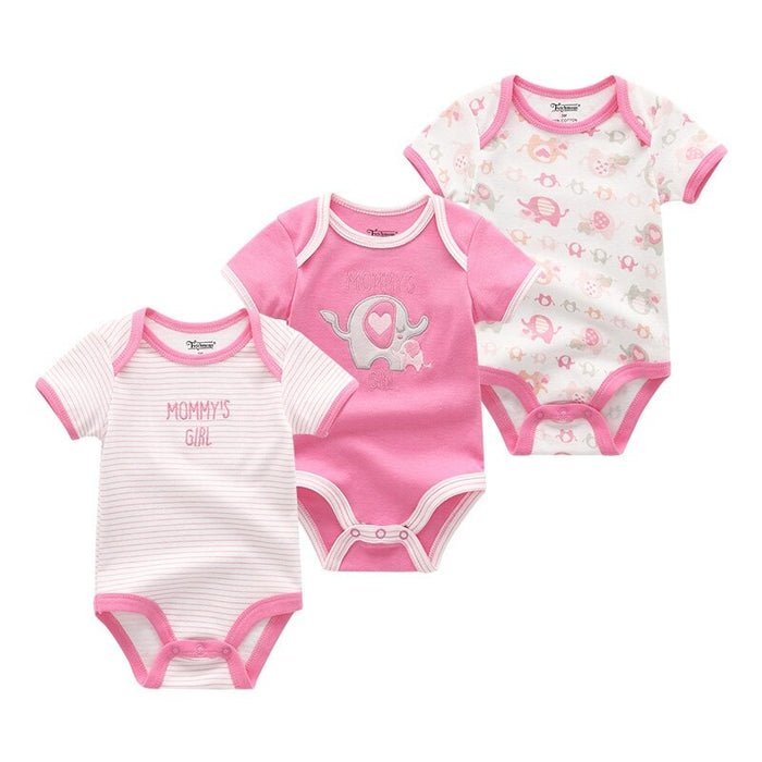 3 Pcs Printed Babies Romper Set