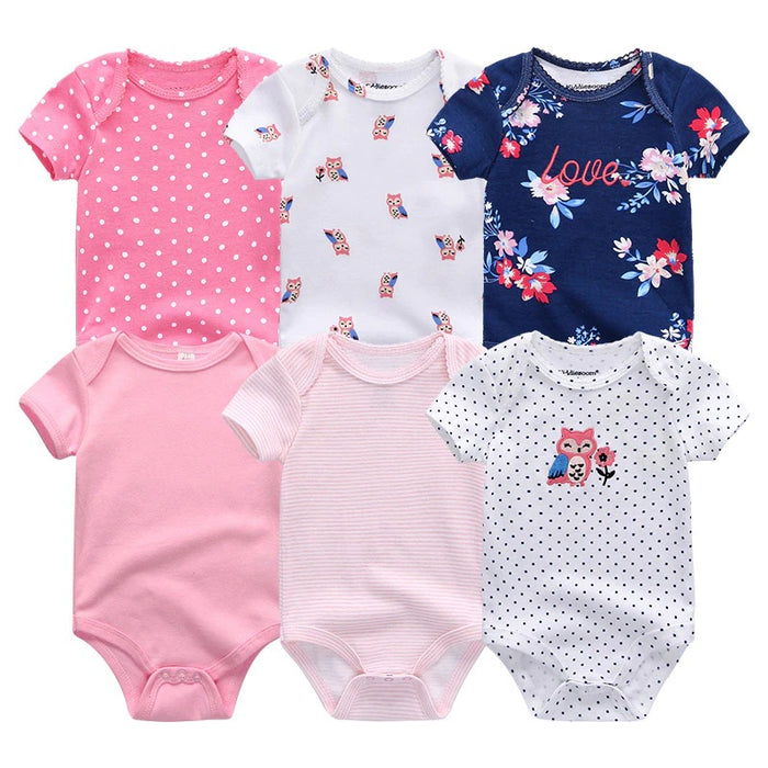 Multicolor Short Sleeve Unisex Baby Rompers