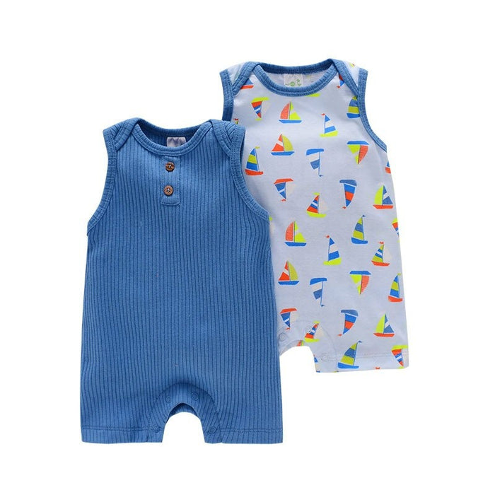 2Pcs Short Sleeve Newborn Romper Set