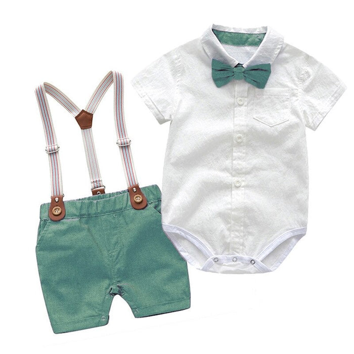 2Pcs Short Sleeve Romper And Short Pants Set