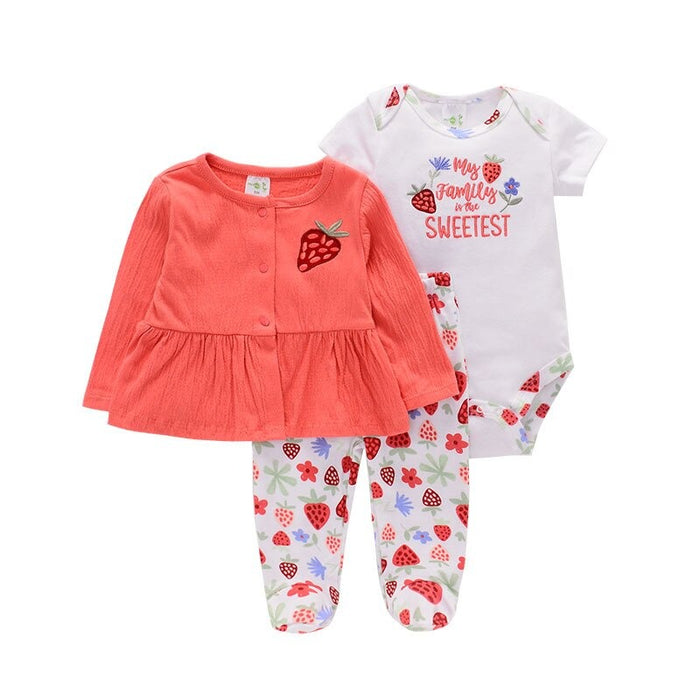 3PCS Cotton Bodysuit & Pant Outfits