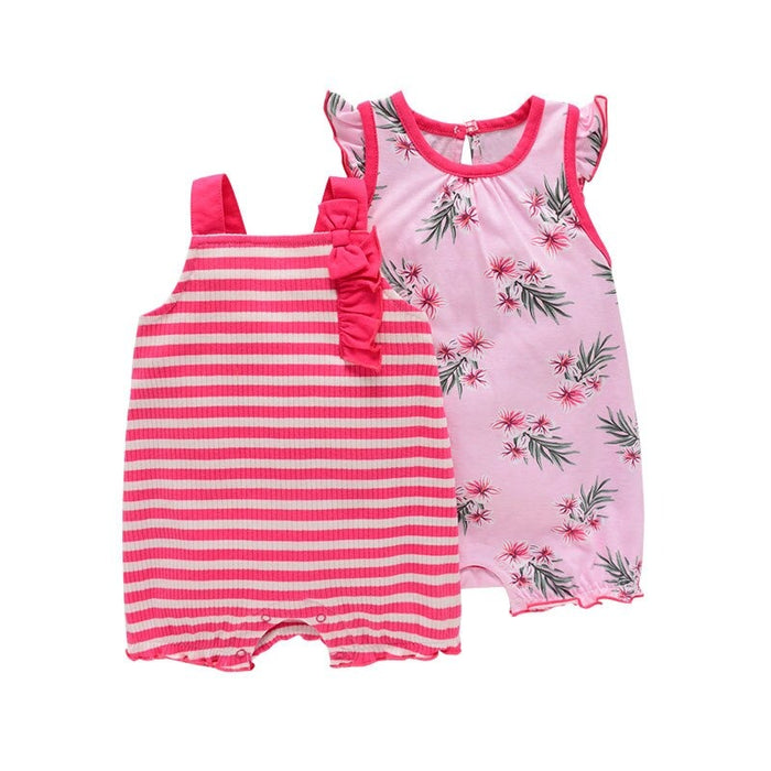 2Pcs Short Sleeve Newborn Romper Set