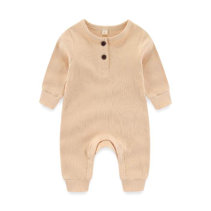 Solid Long Sleeves Cotton Bodysuit For Infants