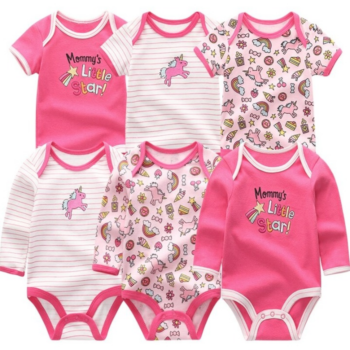 6Pcs Newborn Baby Rompers Jumpsuit Set