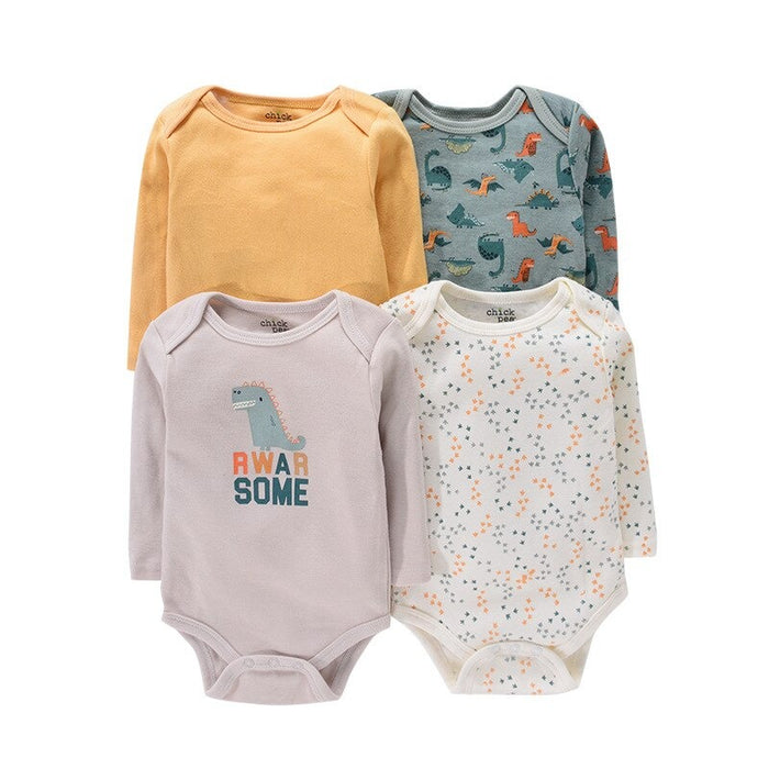 4Pc Newborn Baby Long Sleeve Jumpsuits